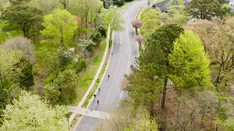An aerial photo shows some of the runners making their way by the Fourth Street Preserve. SUBMITTED PHOTO